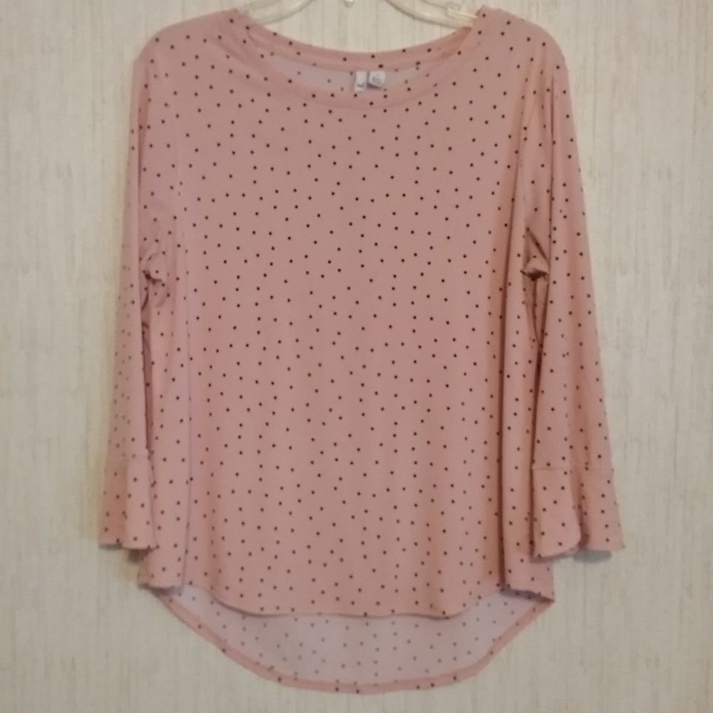 Elle Pink Blouse Black Polka Dot Medium